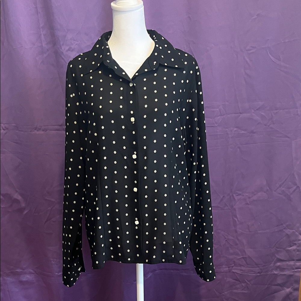 Covington Black and Ivory Polka Dot Button Down Shirt